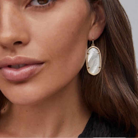 Elle Gold Drop Earrings in Ivory Mother-of-Pearl - Picture 3 of 3